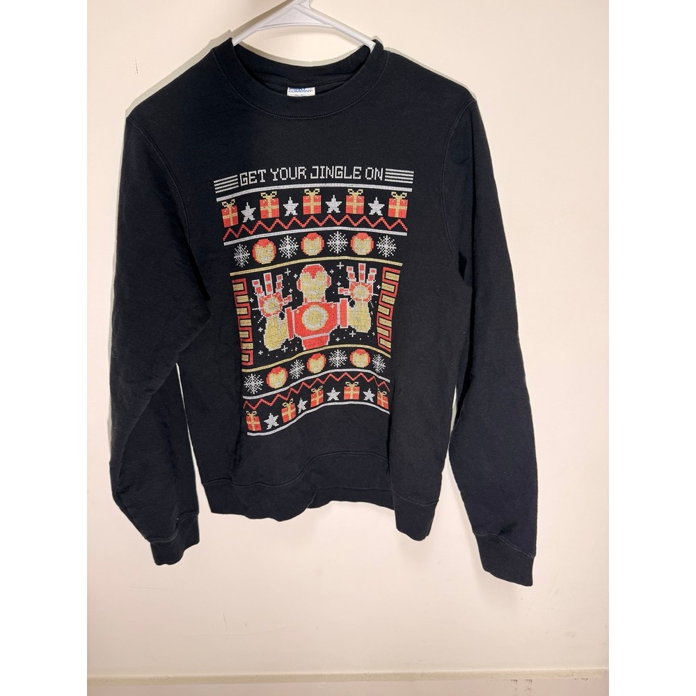 Marvel women's‎ small  Iron Man Get Your Jingle On Fair Isle Sweatshirt